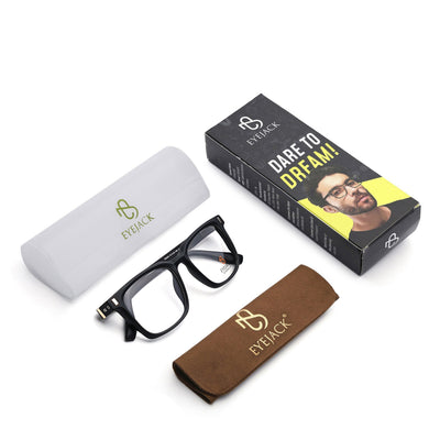 Eyejack Black Wayfarer Eyeglasses for Men & Women (162004FCL2472)