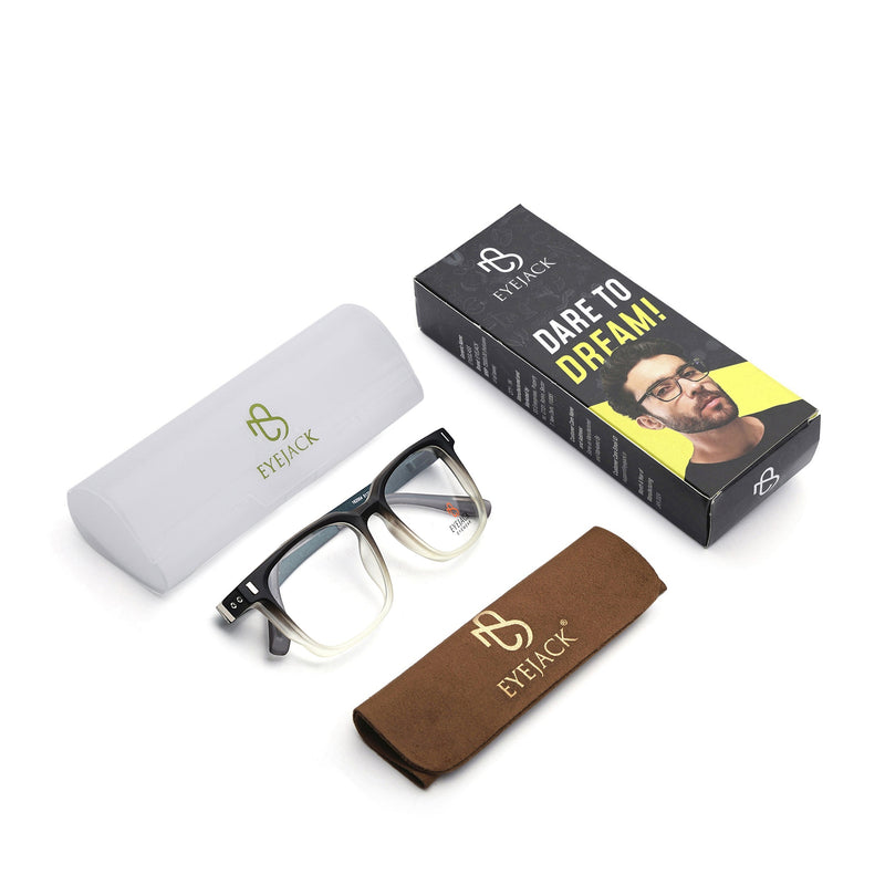 Eyejack Black & Grey Wayfarer Eyeglasses for Men & Women (162004FCL2476)
