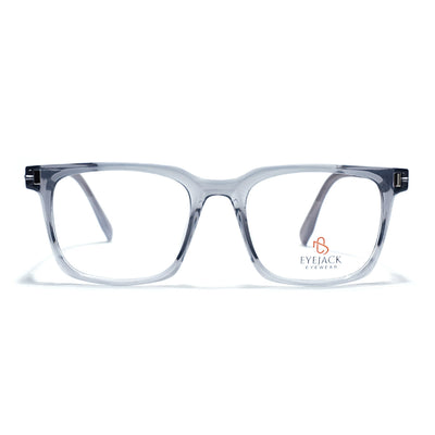 Eyejack Transparent Grey Wayfarer Eyeglasses for Men & Women (162004FCL2477)