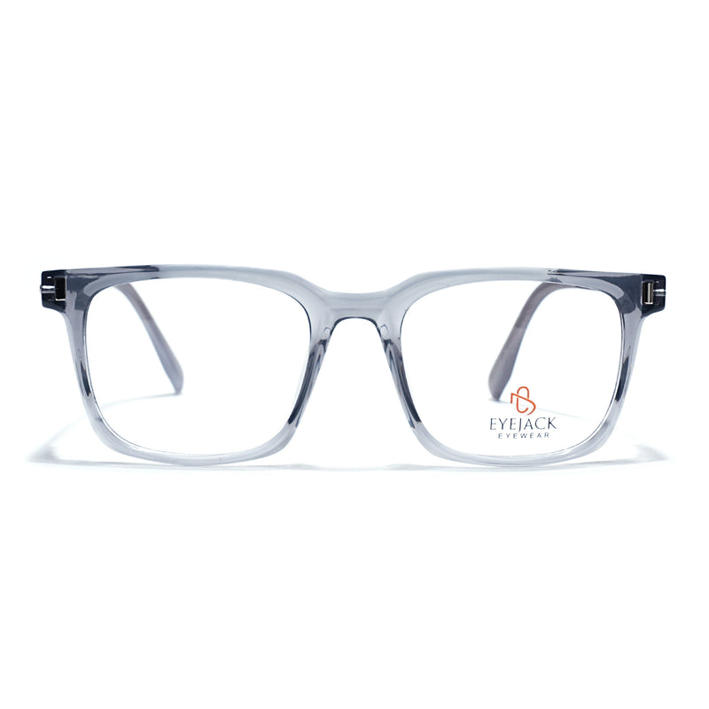 Eyejack Transparent Grey Wayfarer Eyeglasses for Men & Women (162004FCL2477)