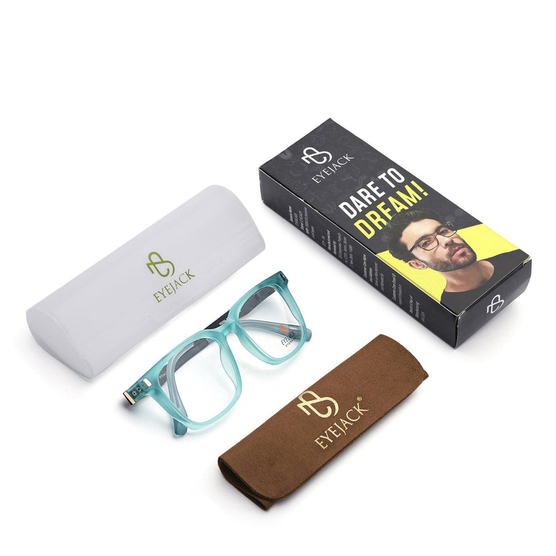 Eyejack Aqua Wayfarer Eyeglasses for Men & Women (162004FCL2480)