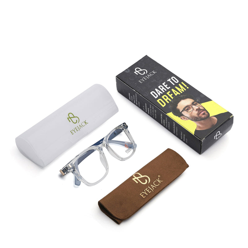 Eyejack Transparent Wayfarer Eyeglasses for Men & Women (162004FCL2483)