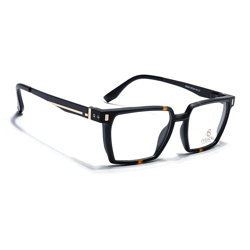 Eyejack Black & Brown Wayfarer Eyeglasses for Men & Women (162005FCL2486)