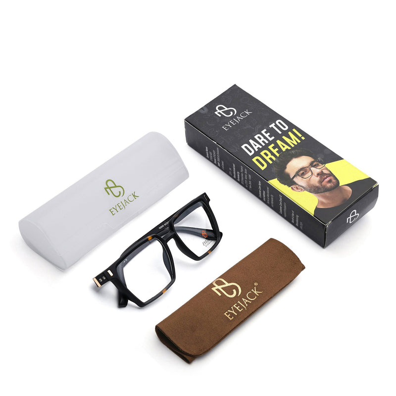 Eyejack Black & Brown Wayfarer Eyeglasses for Men & Women (162005FCL2486)