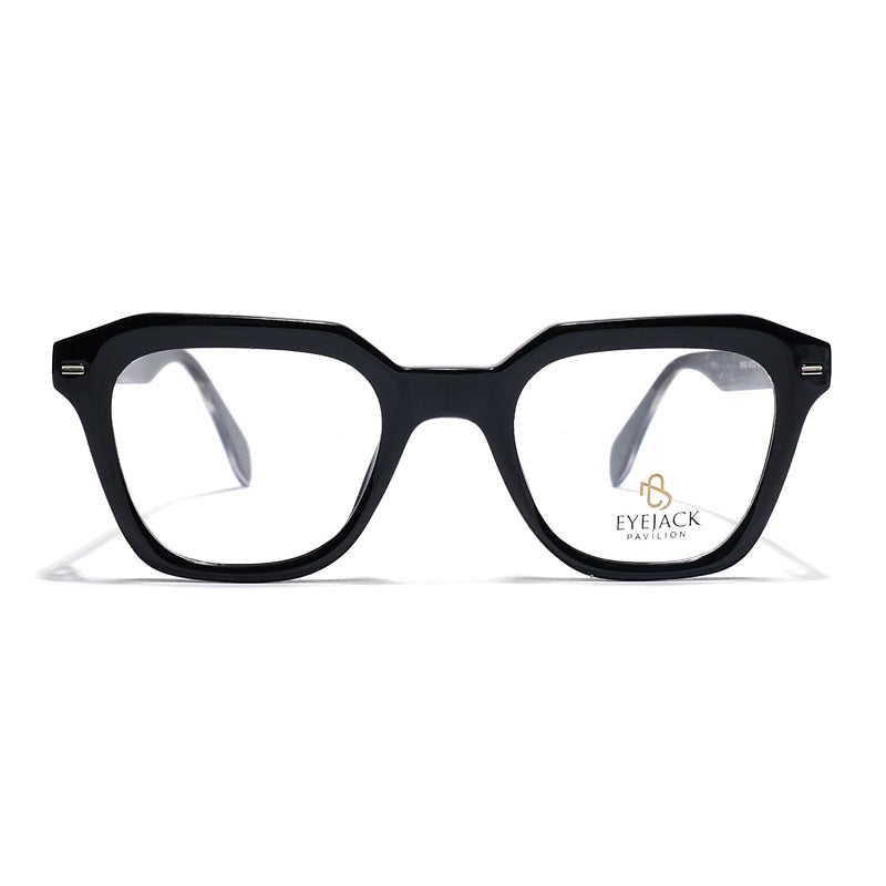 Eyejack Shine Black Square Eyeglasses for Men & Women (163002FCL2245)