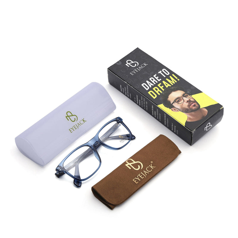 Eyejack Blue Wayfarer Eyeglasses for Men & Women (163003FCL2257)