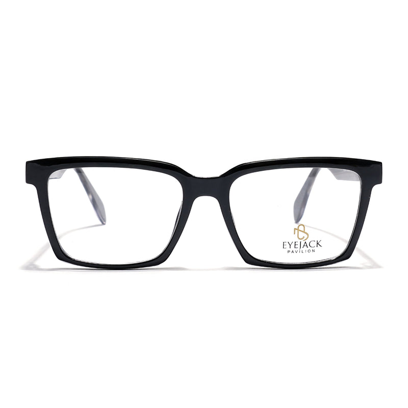 Eyejack Shine Black Rectangle Eyeglasses for Men & Women (163004FCL2261)