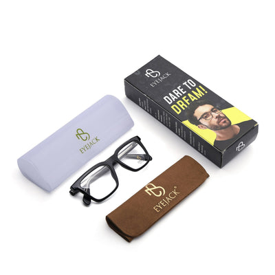 Eyejack Shine Black Wayfarer Eyeglasses for Men & Women (163005FCL2268)