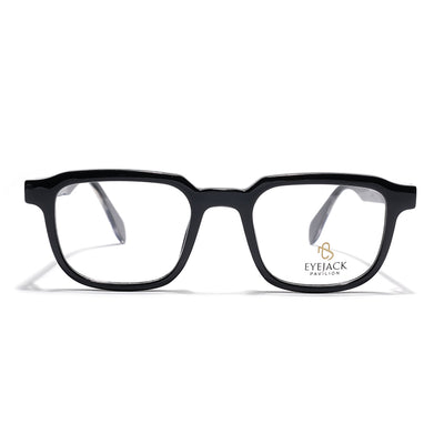 Eyejack Shine Black Square Eyeglasses for Men & Women (163007FCL2285)