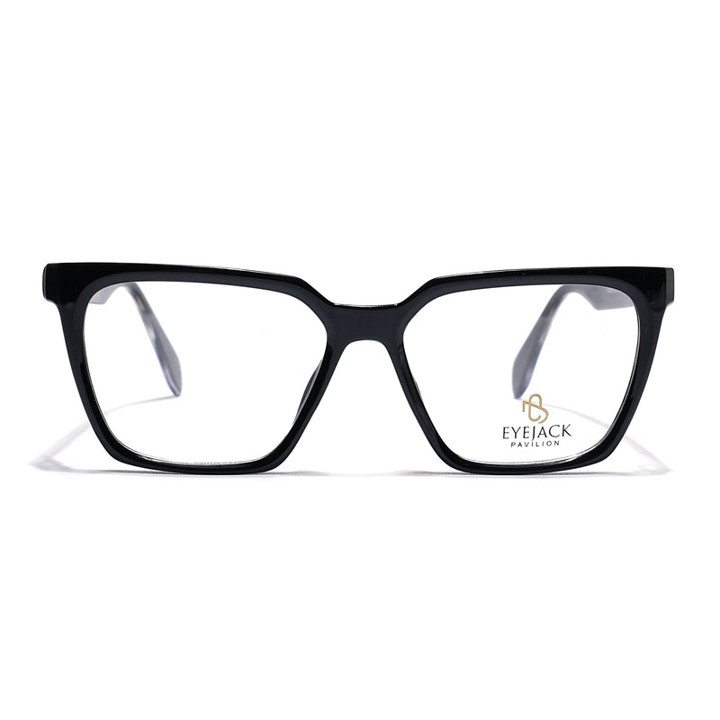 Eyejack Shine Black Wayfarer Eyeglasses for Men & Women (163009FCL2301)
