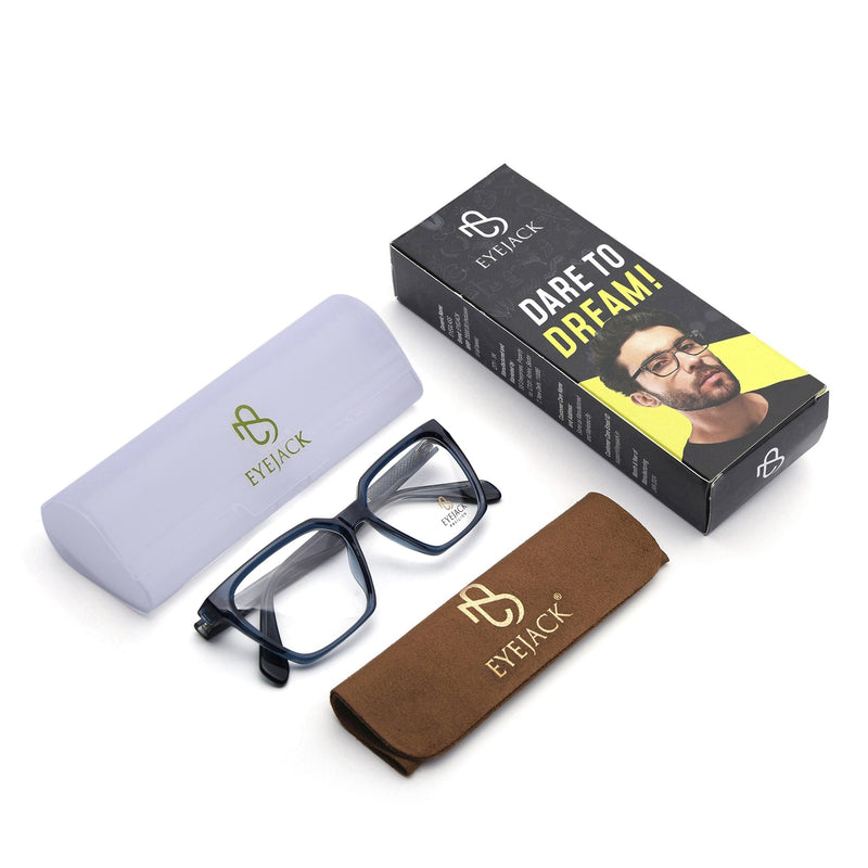 Eyejack Blue Wayfarer Eyeglasses for Men & Women (163009FCL2305)