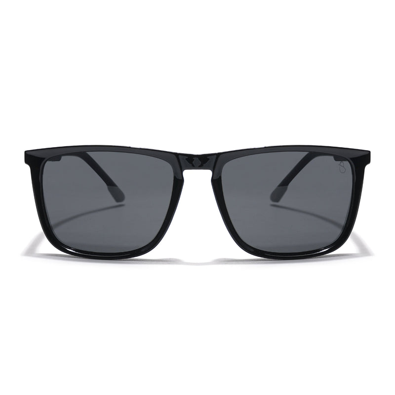 Eyejack Coal Square Polarized Sunglasses for Men & Women (Black Lens | Black Frame - 17001PCL744)
