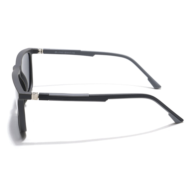 Eyejack Coal Square Polarized Sunglasses for Men & Women (Black Lens | Grey Frame - 17001PCL745)