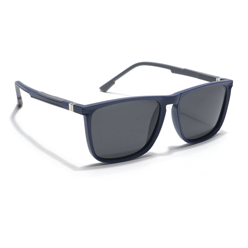 Eyejack Coal Square Polarized Sunglasses for Men & Women (Black Lens | Navy Blue Frame - 17001PCL746)