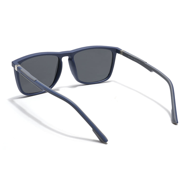 Eyejack Coal Square Polarized Sunglasses for Men & Women (Black Lens | Navy Blue Frame - 17001PCL746)