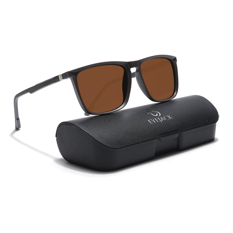 Eyejack Coal Square Polarized Sunglasses for Men & Women (Brown Lens | Brown Frame - 17001PCL747)