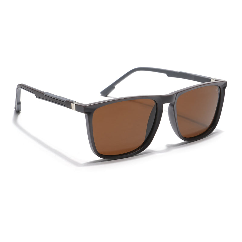Eyejack Coal Square Polarized Sunglasses for Men & Women (Brown Lens | Brown Frame - 17001PCL747)