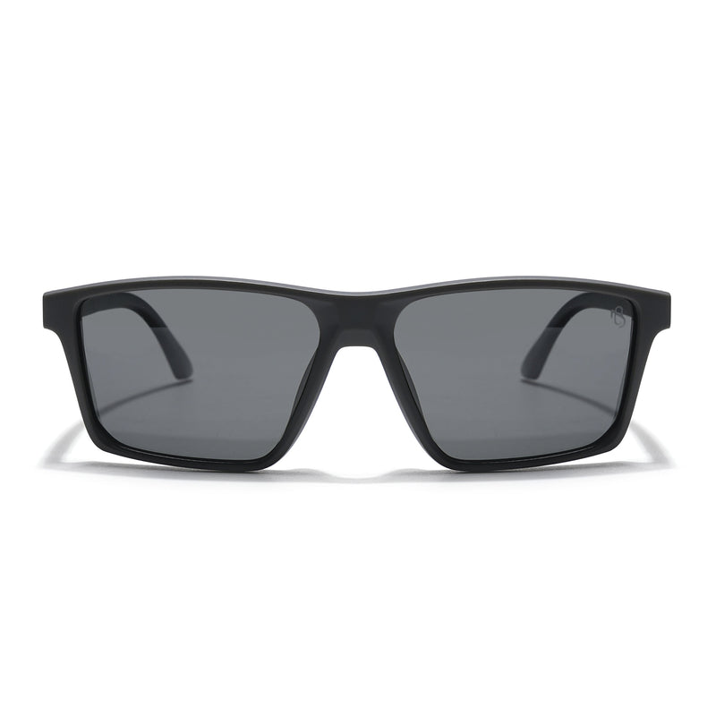 Eyejack Rectangle Polarized Sunglasses for Men & Women (Black Lens | Black Frame - 17003PCL748)