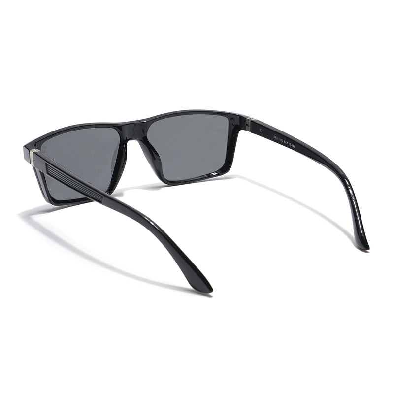 Eyejack Rectangle Polarized Sunglasses for Men & Women (Black Lens | Grey Frame - 17003PCL749)