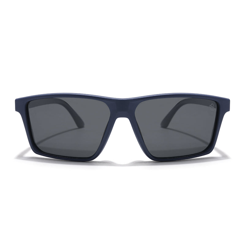 Eyejack Rectangle Polarized Sunglasses for Men & Women (Black Lens | Navy Blue Frame - 17003PCL750)