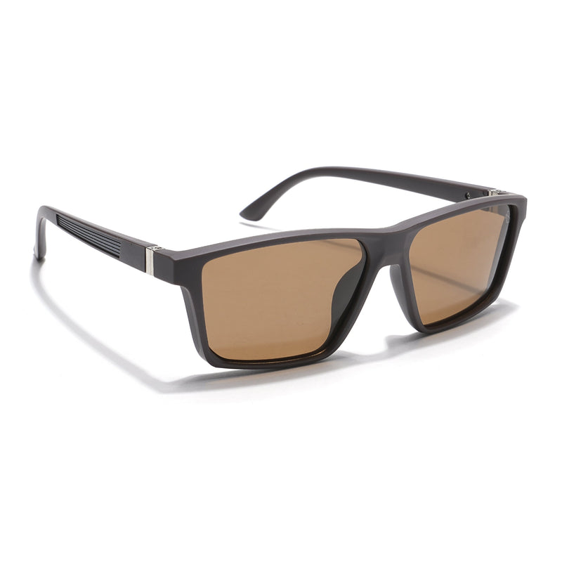 Eyejack Rectangle Polarized Sunglasses for Men & Women (Brown Lens | Brown Frame - 17003PCL751)