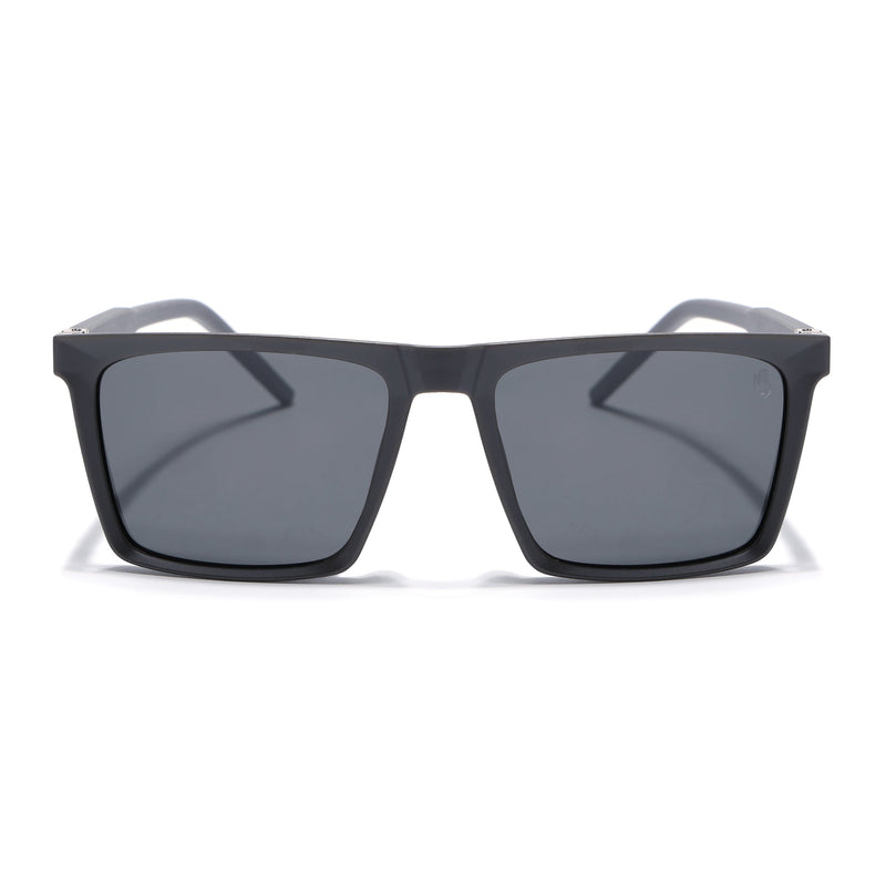 Eyejack Square Polarized Sunglasses for Men & Women (Black Lens | Grey Frame - 17014PCL767)