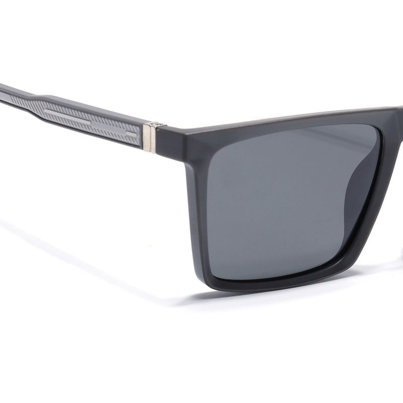 Eyejack Square Polarized Sunglasses for Men & Women (Black Lens | Grey Frame - 17014PCL767)