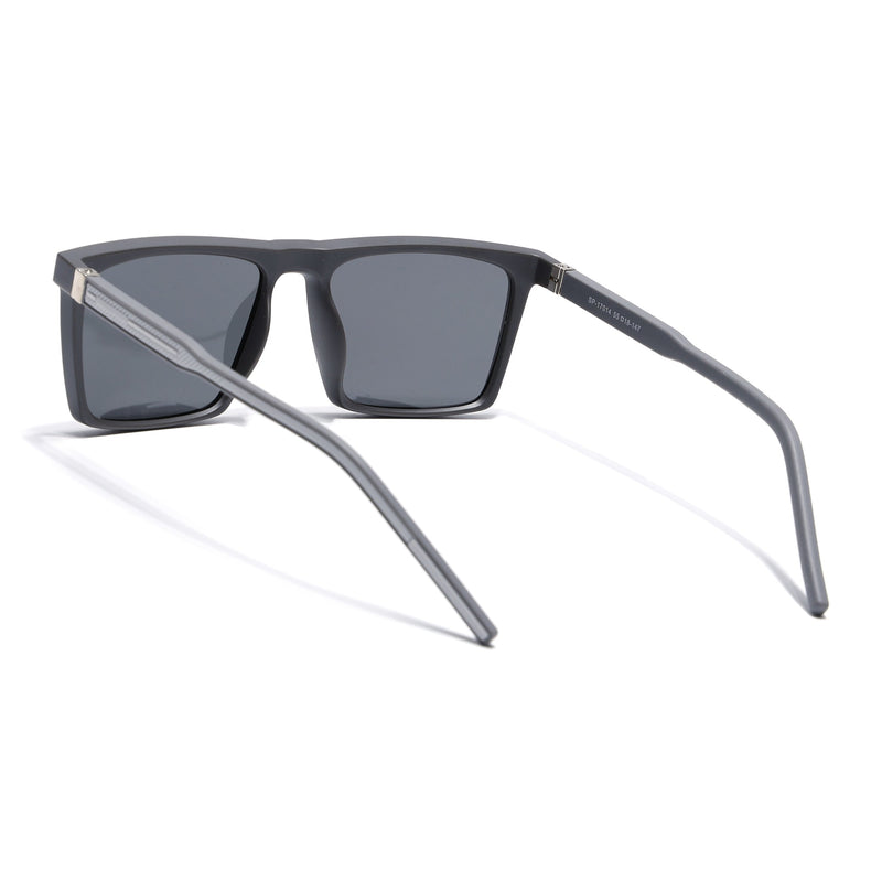 Eyejack Square Polarized Sunglasses for Men & Women (Black Lens | Grey Frame - 17014PCL767)