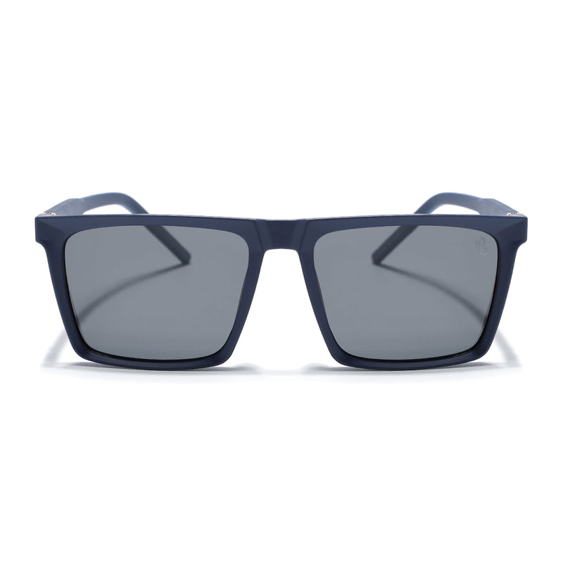 Eyejack Square Polarized Sunglasses for Men & Women (Black Lens | Navy Blue Frame - 17014PCL768)