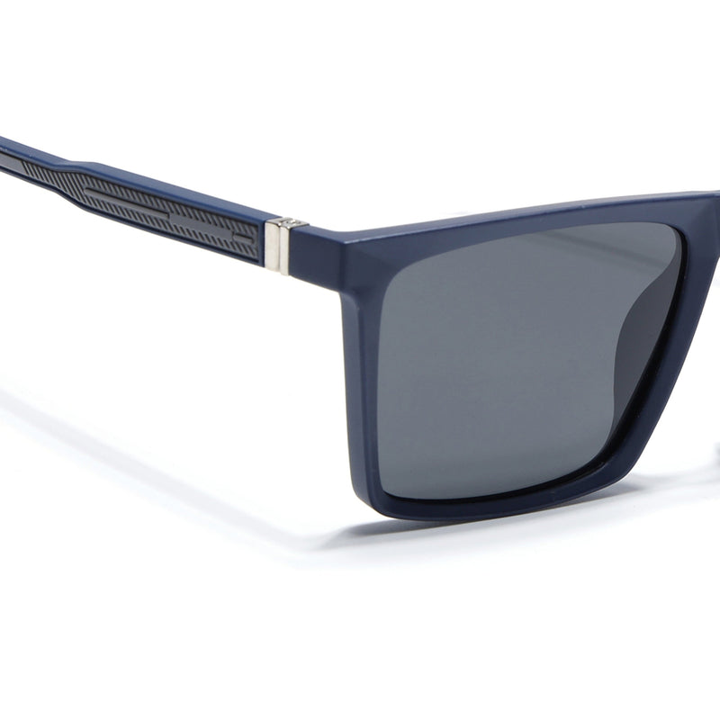 Eyejack Square Polarized Sunglasses for Men & Women (Black Lens | Navy Blue Frame - 17014PCL768)