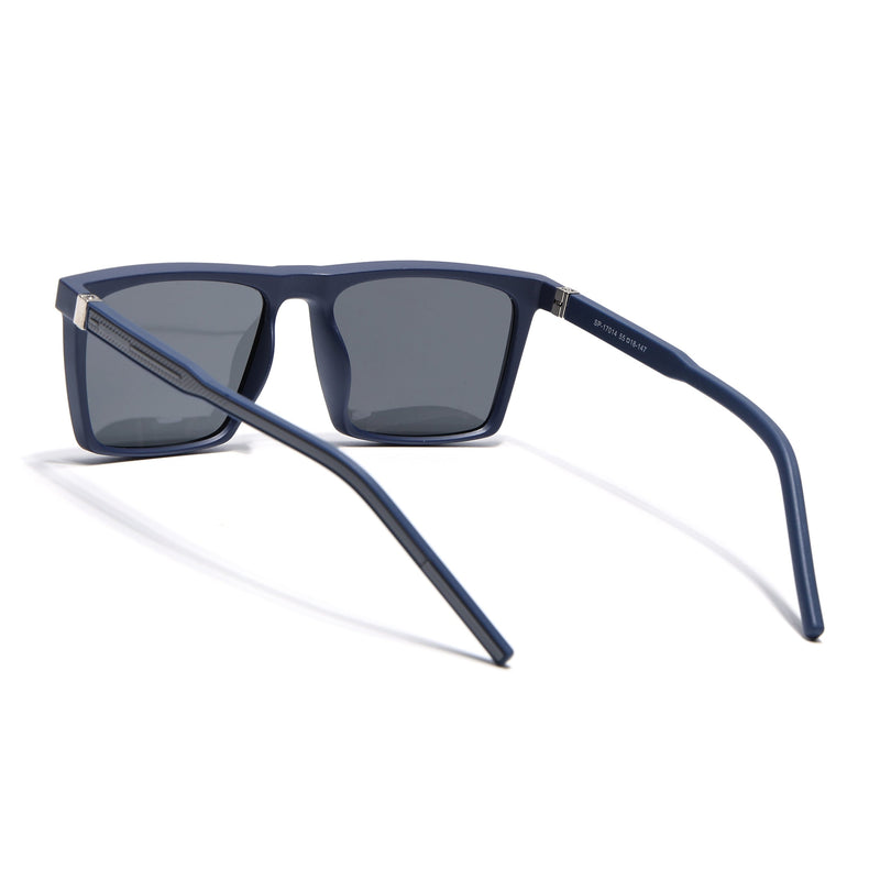 Eyejack Square Polarized Sunglasses for Men & Women (Black Lens | Navy Blue Frame - 17014PCL768)
