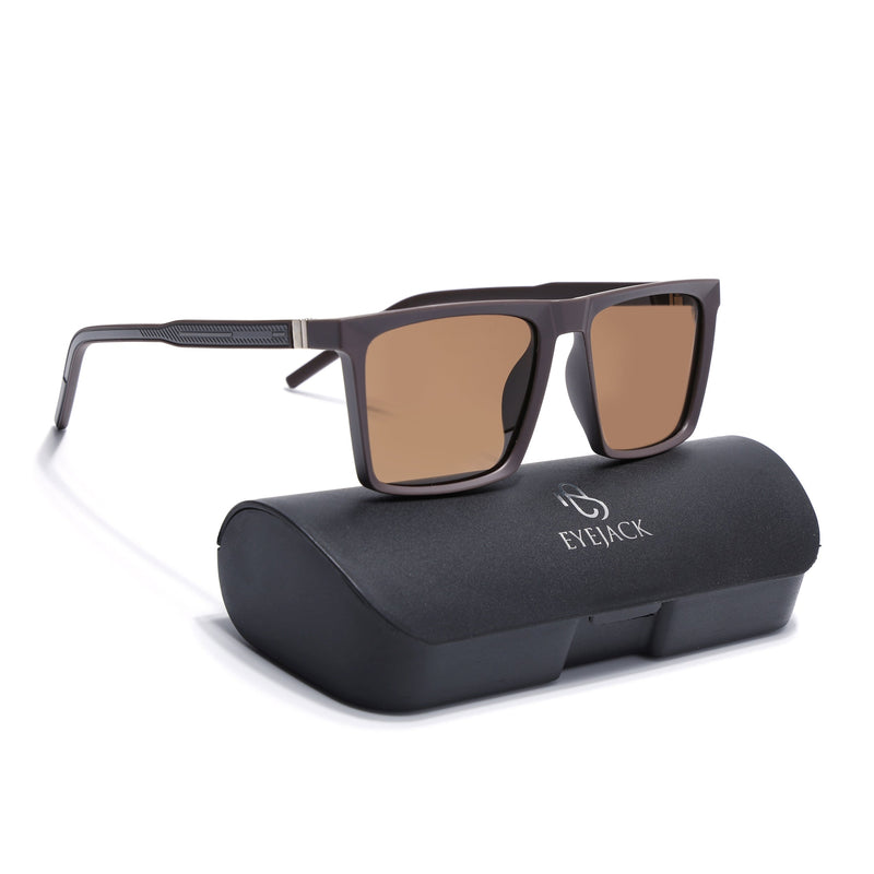 Eyejack Square Polarized Sunglasses for Men & Women (Brown Lens | Brown Frame - 17014PCL769)