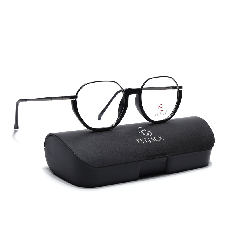 Eyejack Skyline Grey & Black Round Eyeglasses for Men & Women (170201FCL1977-C1)