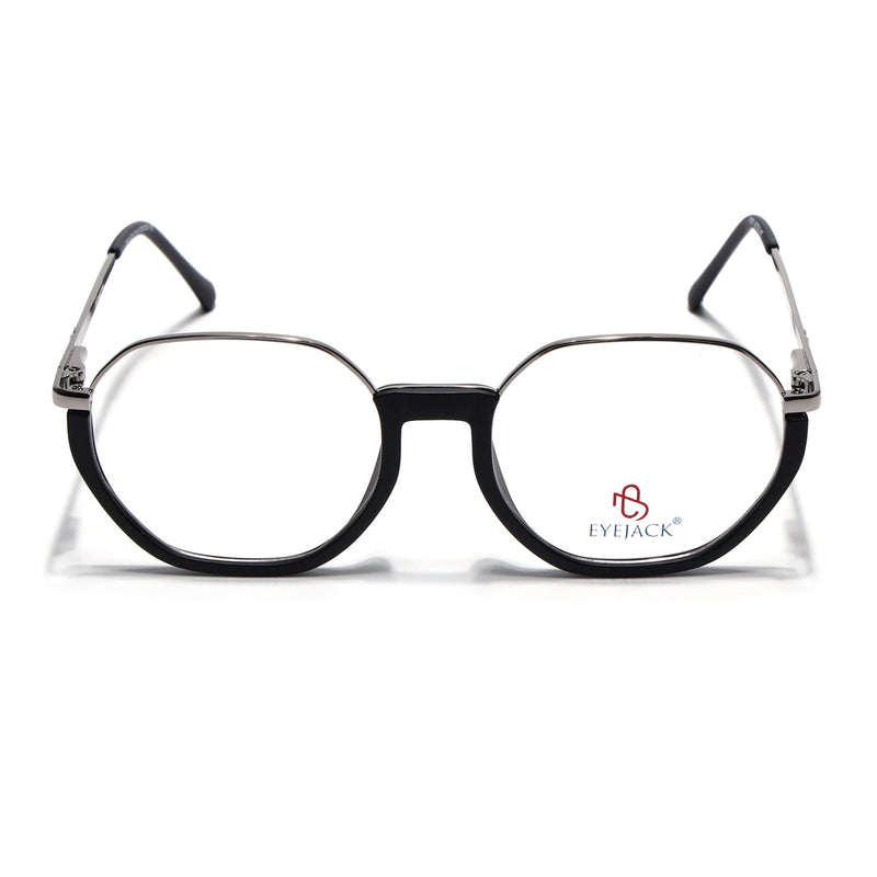 Eyejack Skyline Silver & Black Round Eyeglasses for Men & Women (170201FCL1978-C2)