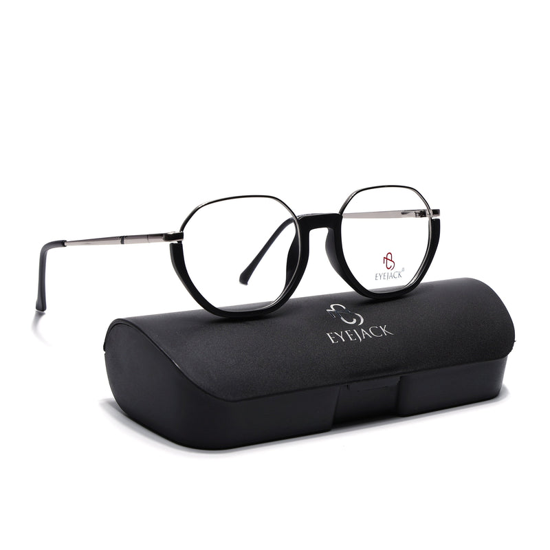Eyejack Skyline Silver & Black Round Eyeglasses for Men & Women (170201FCL1978-C2)
