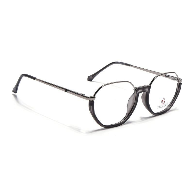 Eyejack Skyline Silver & Grey Round Eyeglasses for Men & Women (170201FCL1980-C4)