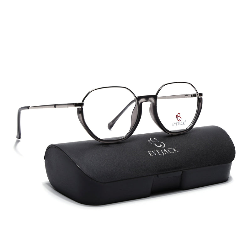 Eyejack Skyline Silver & Grey Round Eyeglasses for Men & Women (170201FCL1980-C4)