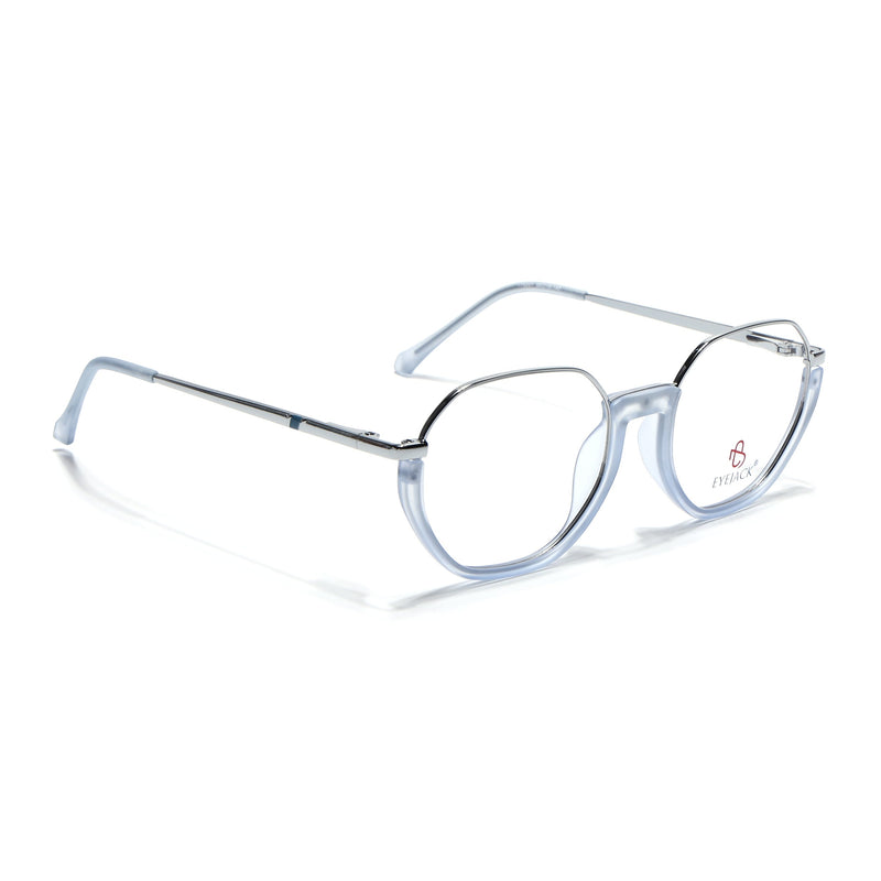 Eyejack Skyline Silver & Blue Round Eyeglasses for Men & Women (170201FCL1984-C8)