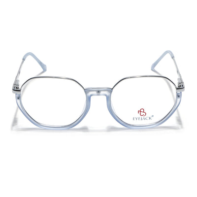 Eyejack Skyline Silver & Blue Round Eyeglasses for Men & Women (170201FCL1984-C8)