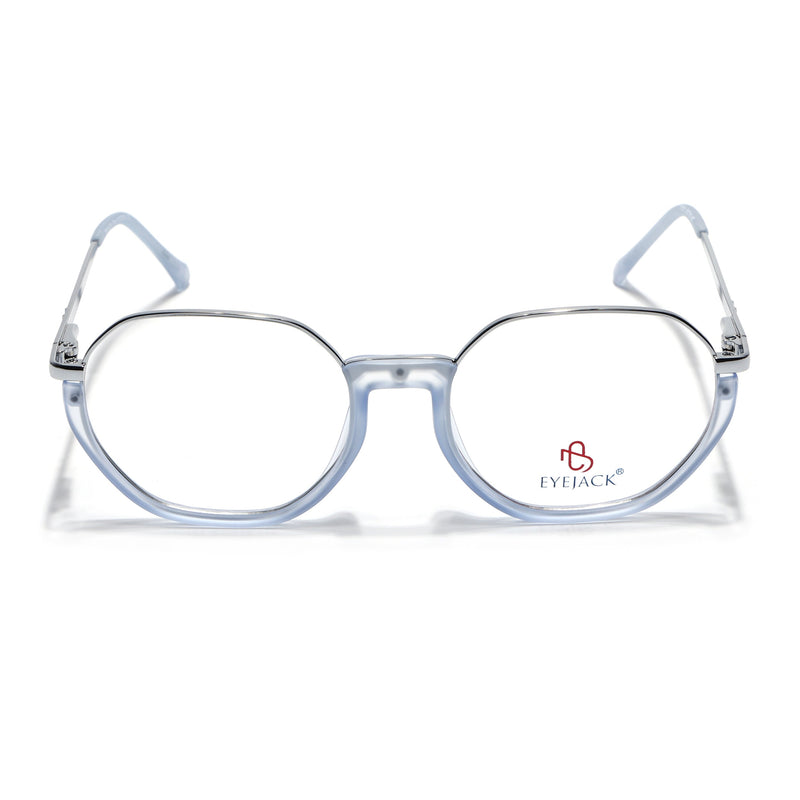 Eyejack Skyline Silver & Blue Round Eyeglasses for Men & Women (170201FCL1984-C8)