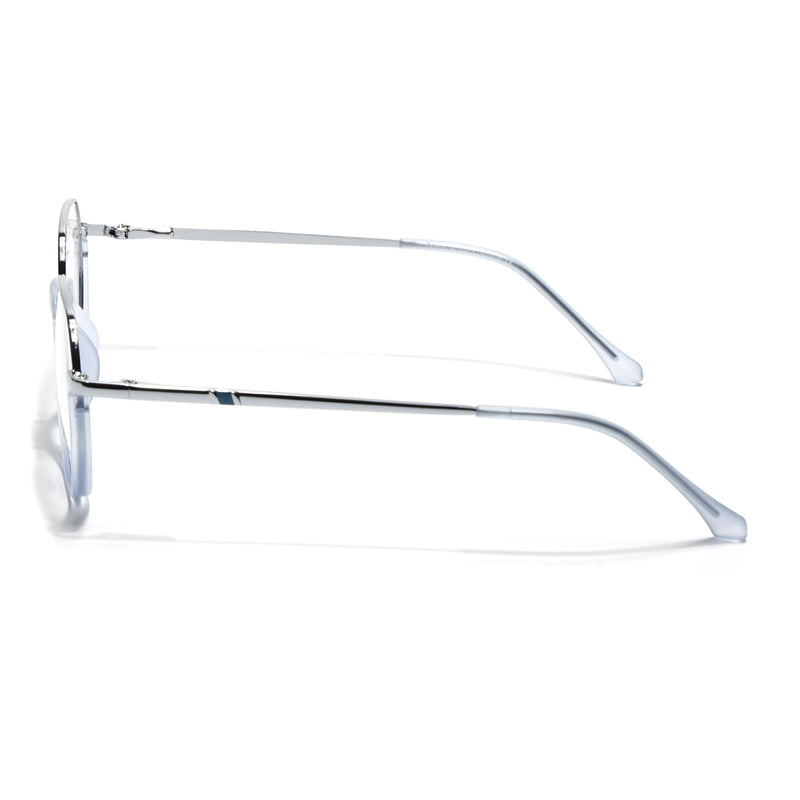 Eyejack Skyline Silver & Blue Round Eyeglasses for Men & Women (170201FCL1984-C8)