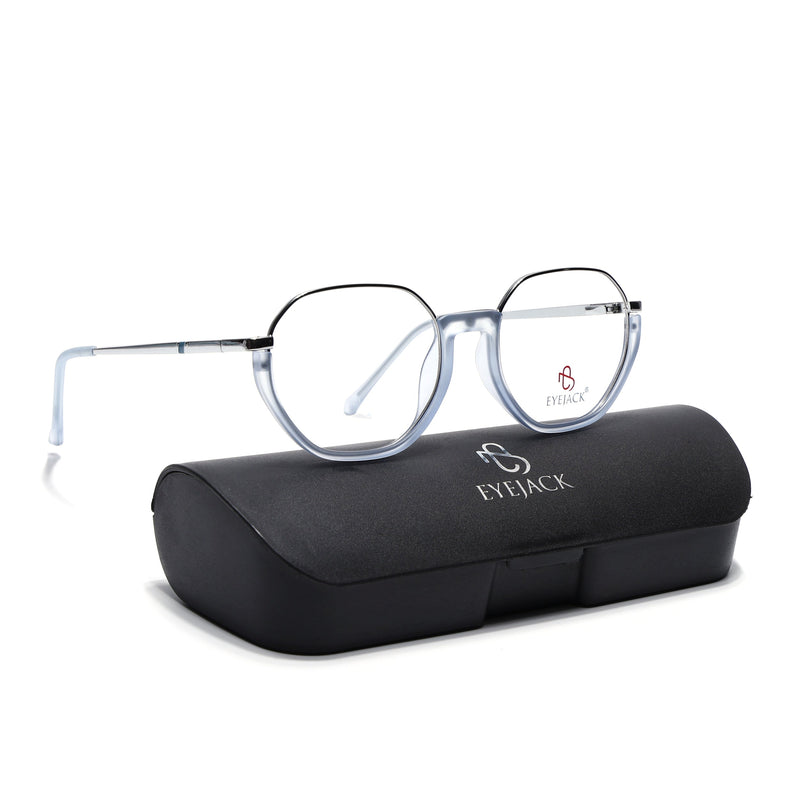 Eyejack Skyline Silver & Blue Round Eyeglasses for Men & Women (170201FCL1984-C8)