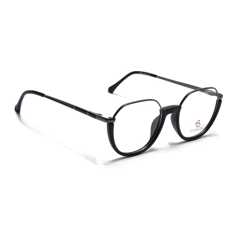 Eyejack Skyline Grey & Black Round Eyeglasses for Men & Women (170202FCL1987-C1)