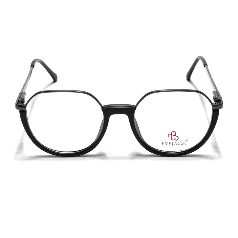 Eyejack Skyline Grey & Black Round Eyeglasses for Men & Women (170202FCL1987-C1)