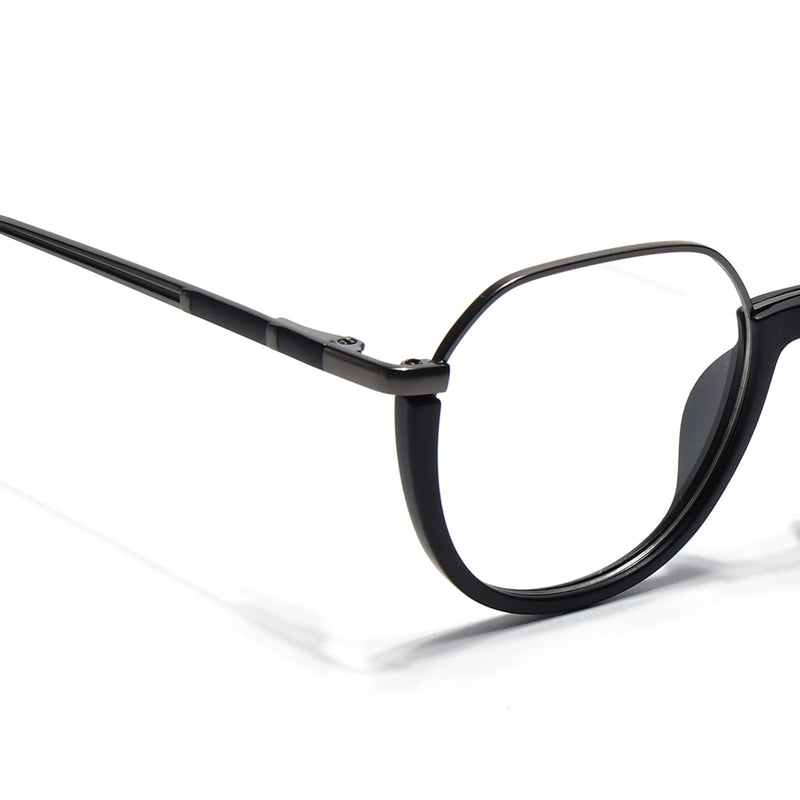 Eyejack Skyline Grey & Black Round Eyeglasses for Men & Women (170202FCL1987-C1)