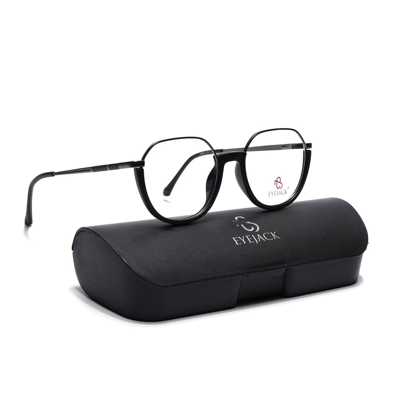Eyejack Skyline Grey & Black Round Eyeglasses for Men & Women (170202FCL1987-C1)