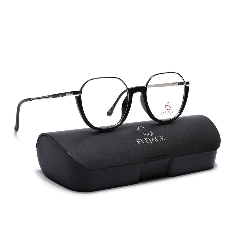 Eyejack Skyline Silver & Black Round Eyeglasses for Men & Women (170202FCL1988-C2)