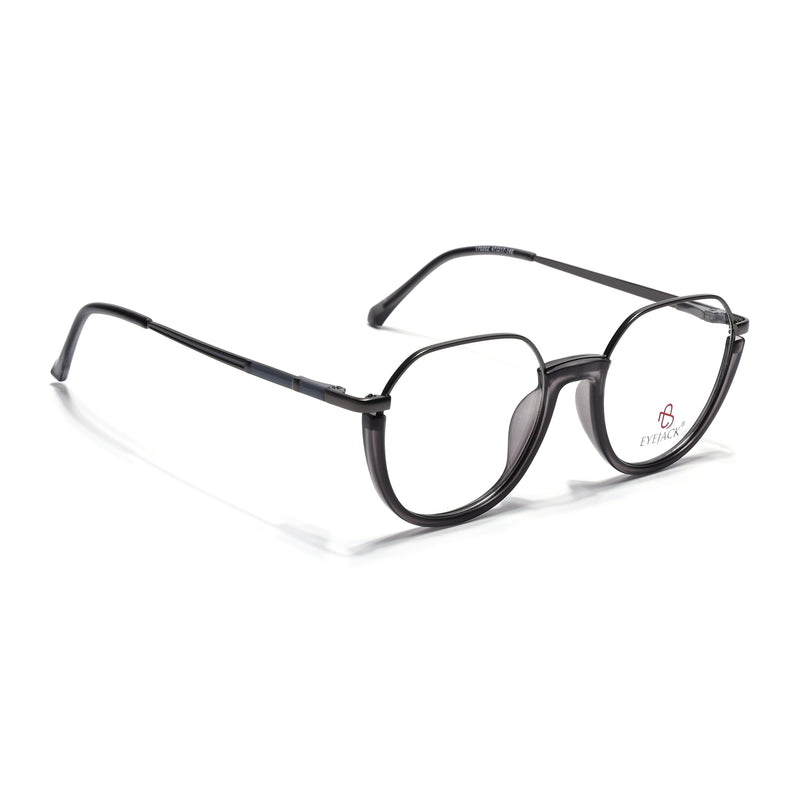 Eyejack Skyline Grey Round Eyeglasses for Men & Women (170202FCL1989-C3)