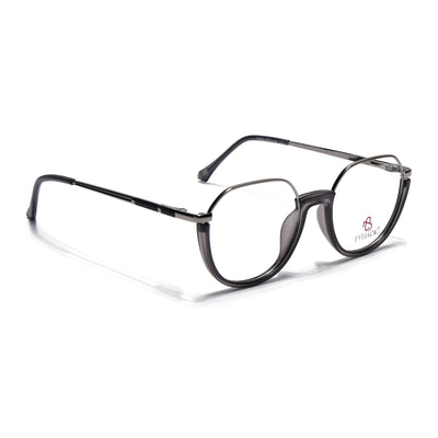 Eyejack Skyline Silver & Grey Round Eyeglasses for Men & Women (170202FCL2117-C10)