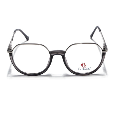 Eyejack Skyline Silver & Grey Round Eyeglasses for Men & Women (170202FCL2117-C10)